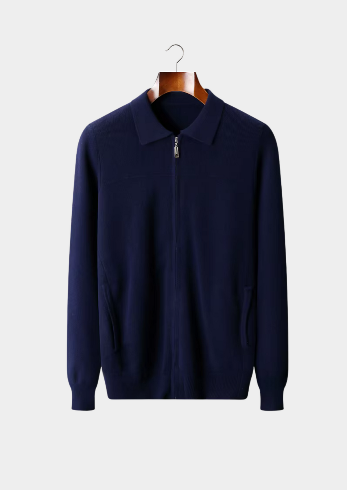 Ribbed Wool Polo Cardigan
