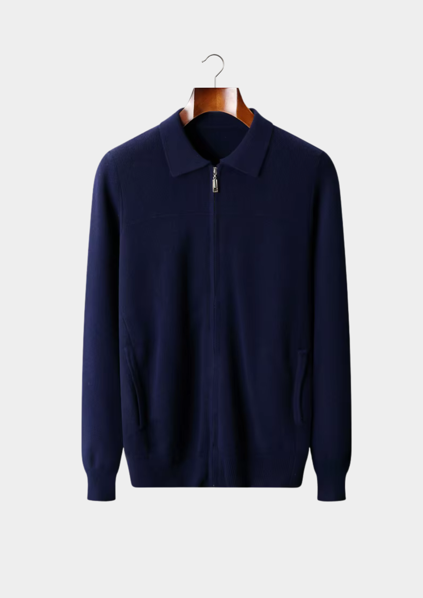 Ribbed Wool Polo Cardigan