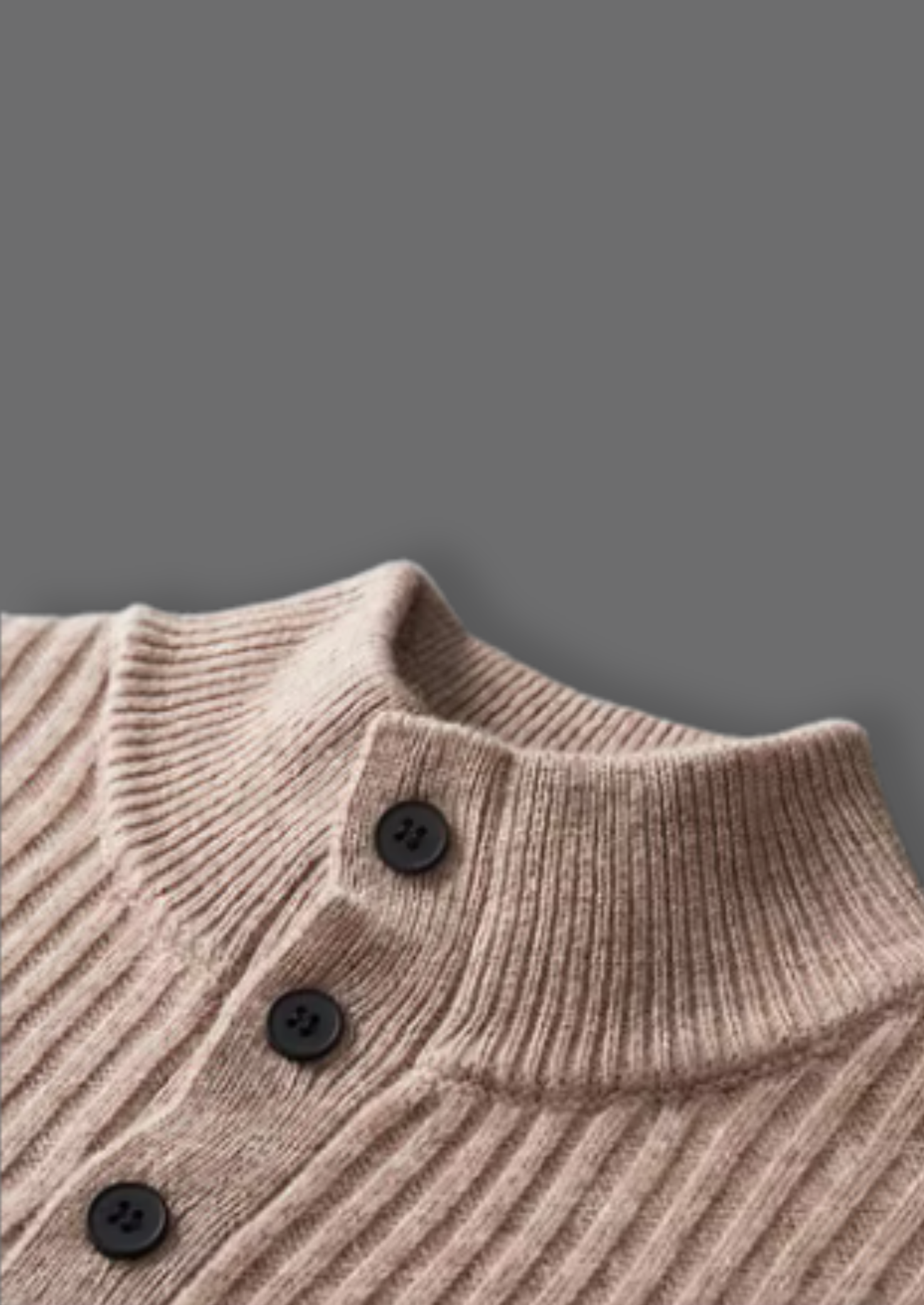 Ribbed Wool Henley Sweater