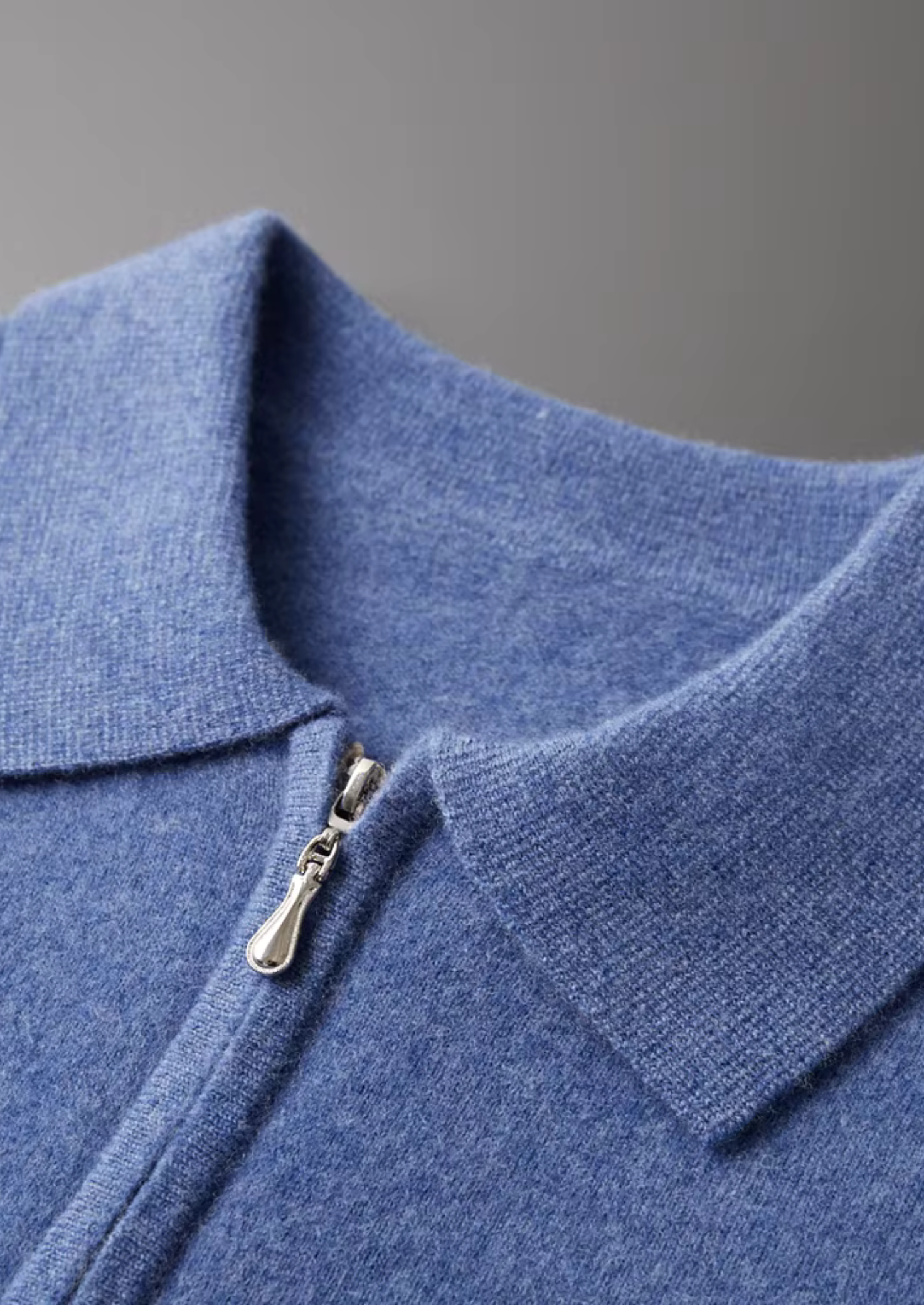 Fine Knit Wool Half Zip Polo