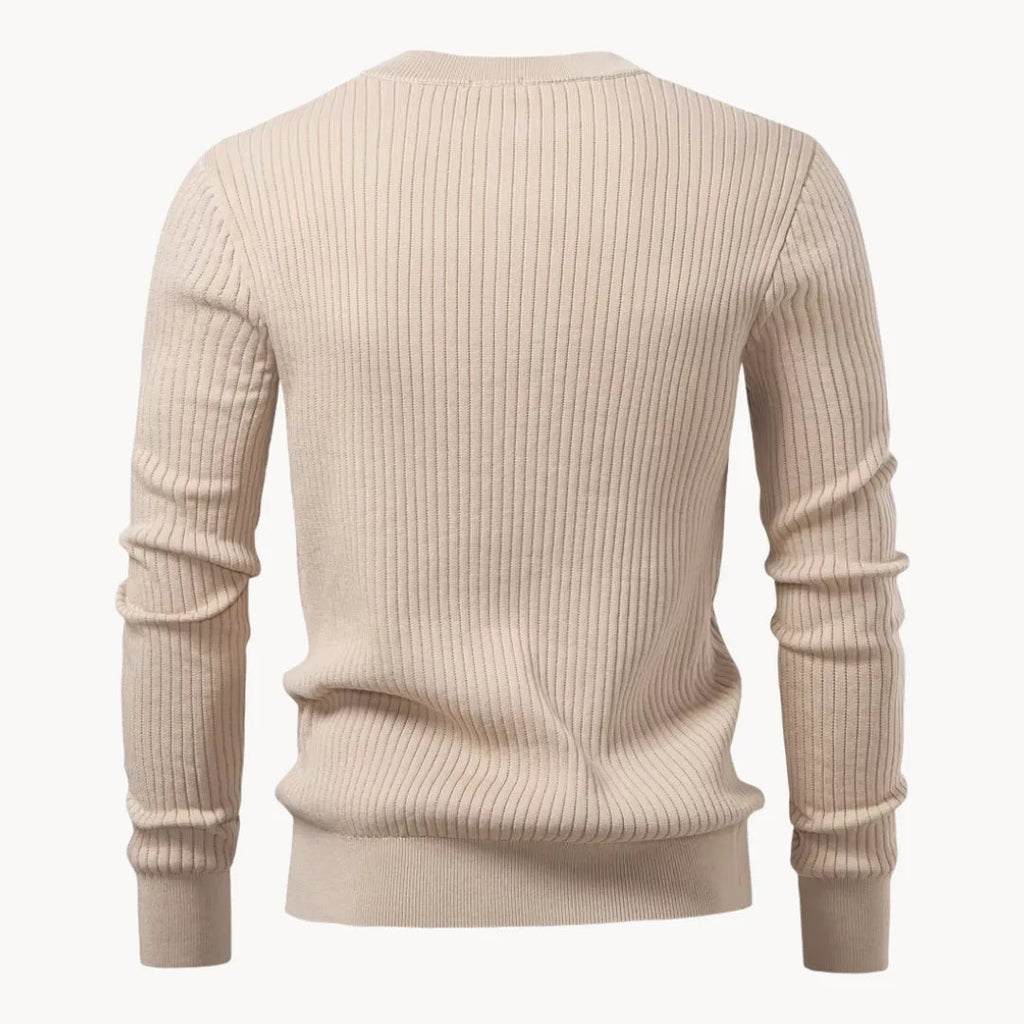 Men's Button Detail Crew Neck Sweater