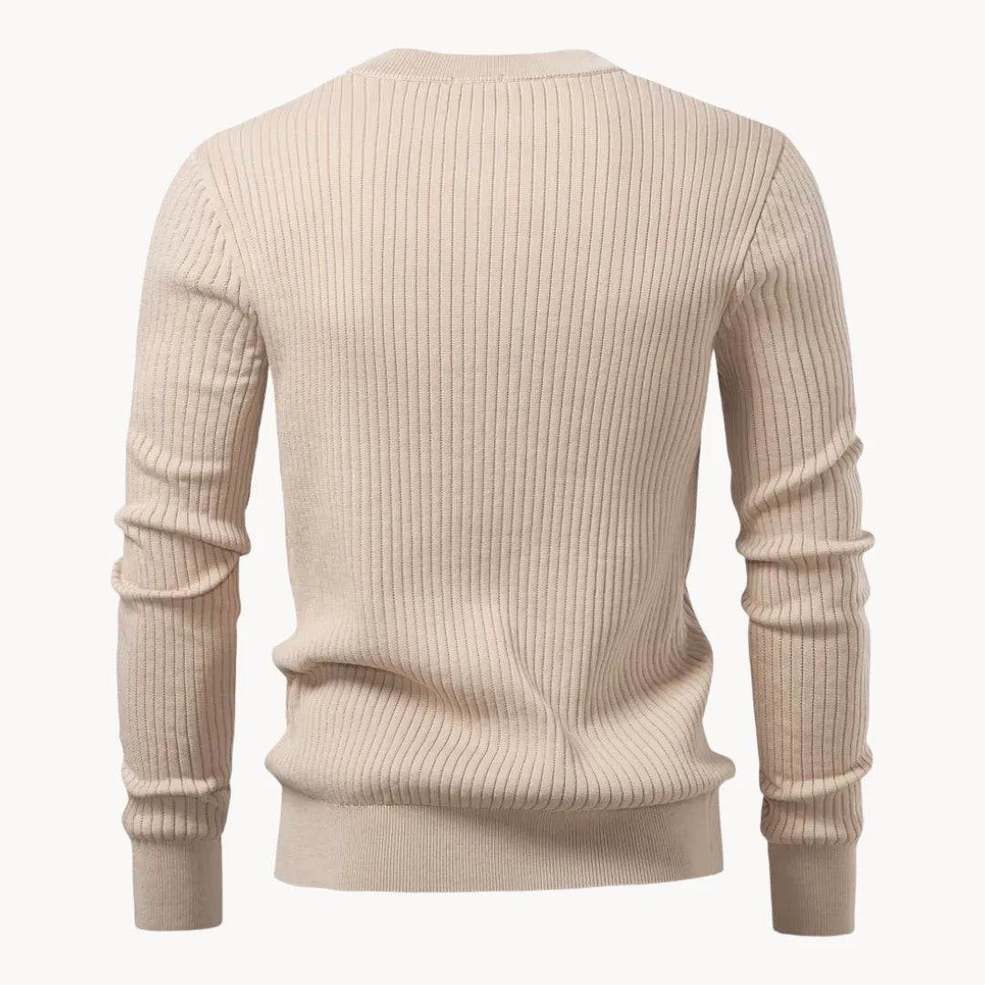 Men's Button Detail Crew Neck Sweater