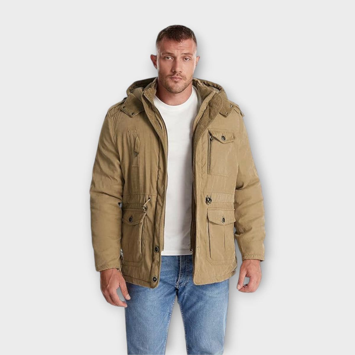 Men's Military Style Hooded Parka Jacket