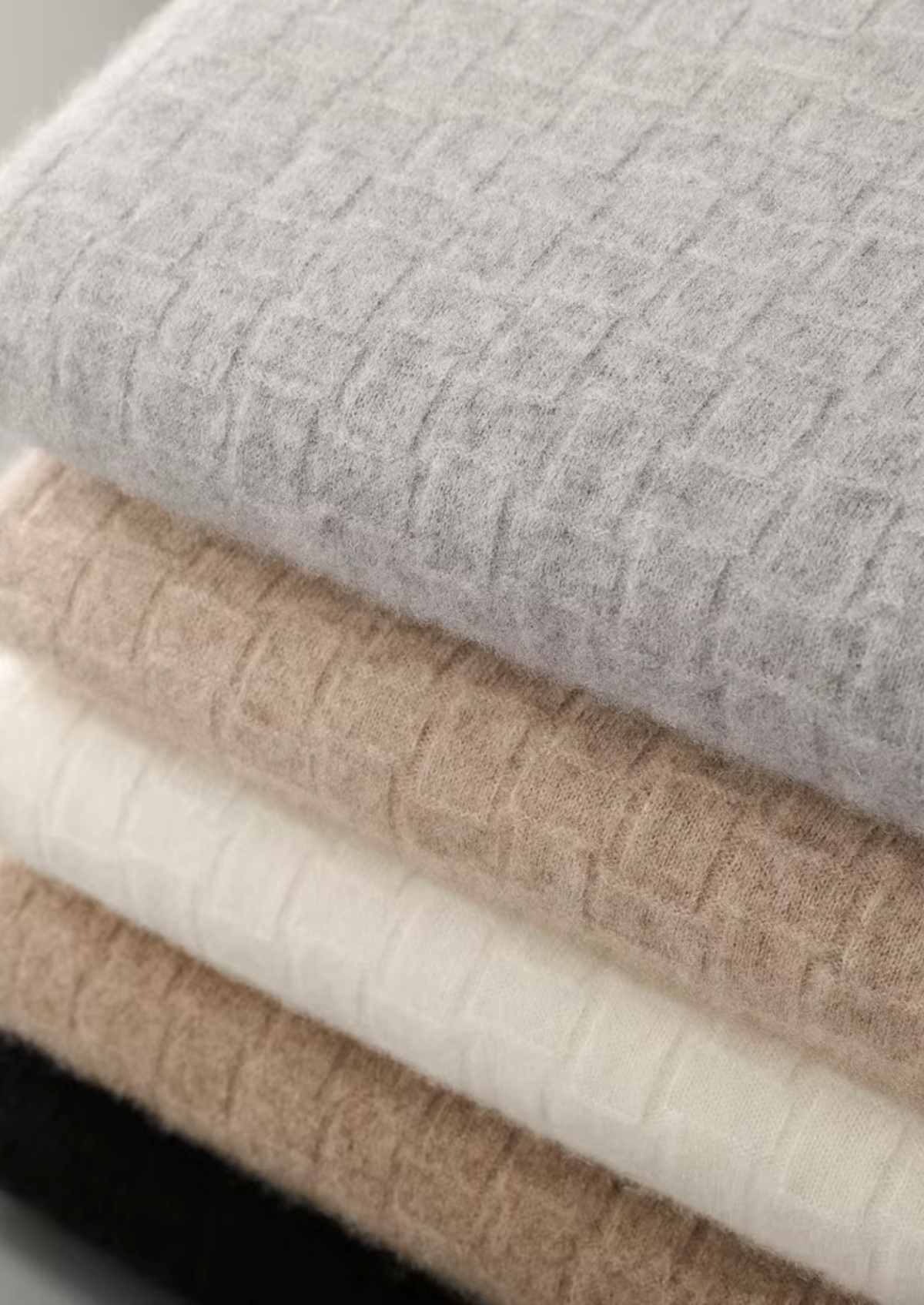 Textured Wool Mock Neck Sweater