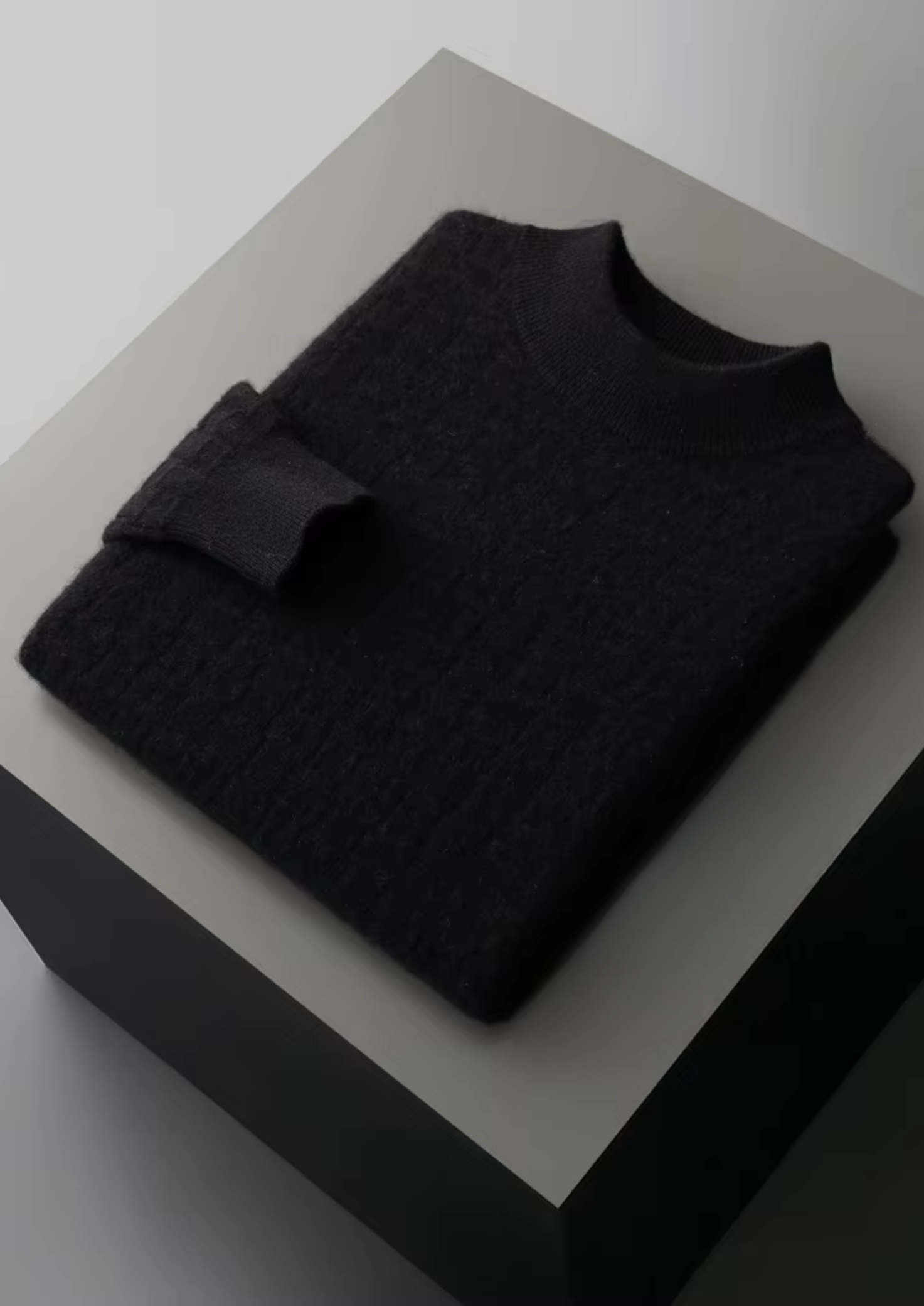 Textured Wool Mock Neck Sweater