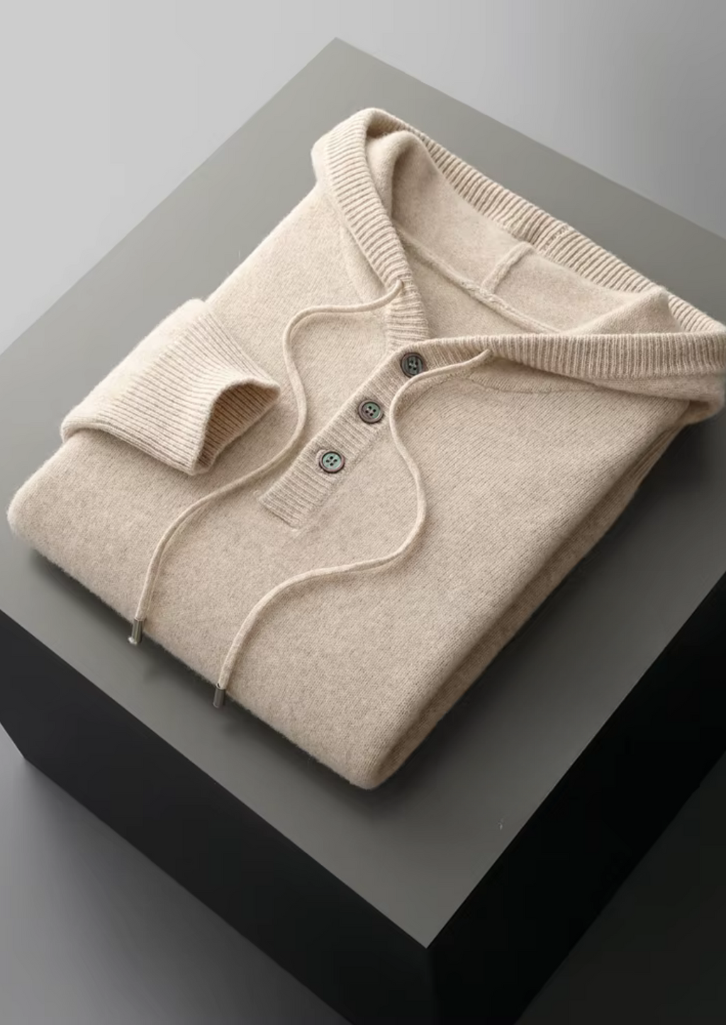 100% Cashmere Button-Up Hoodie