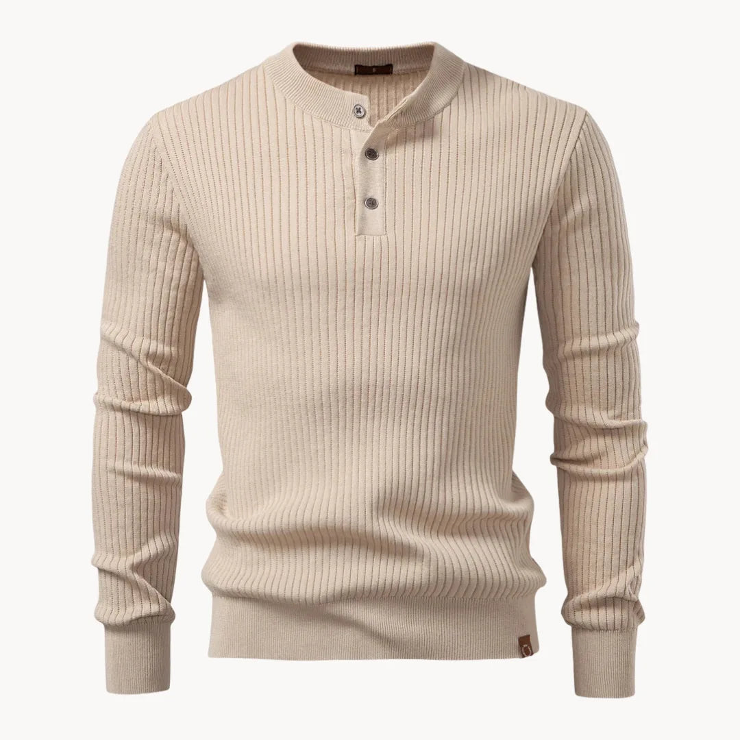 Men's Button Detail Crew Neck Sweater