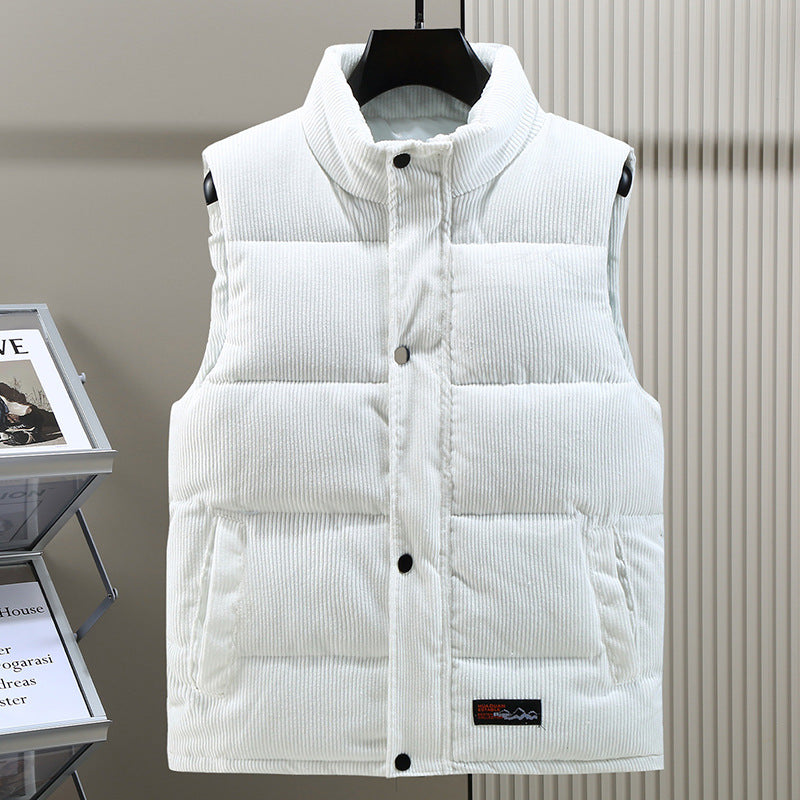 Men's Sleeveless Corduroy Puffer Vest