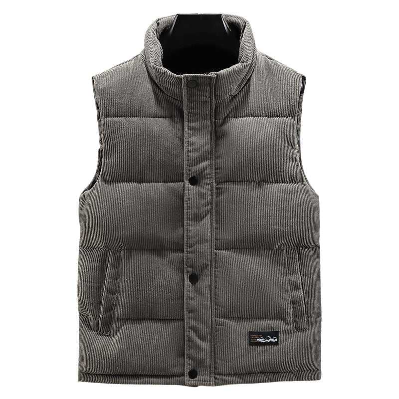 Men's Sleeveless Corduroy Puffer Vest