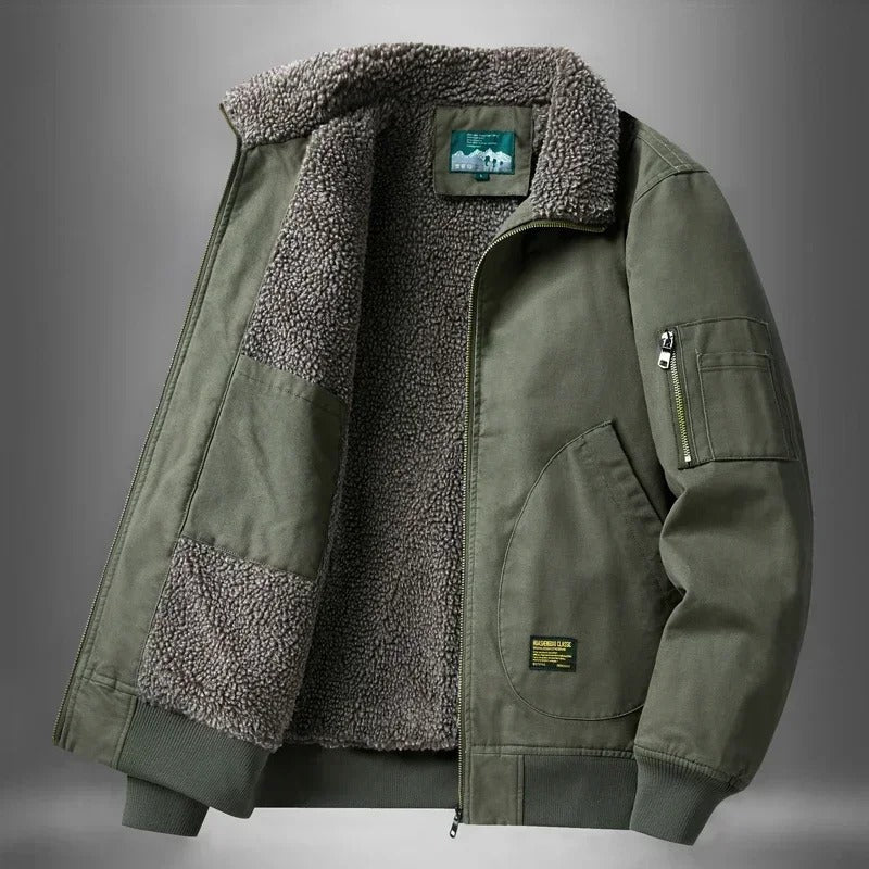 Sherpa-Lined Aviator Jacket.