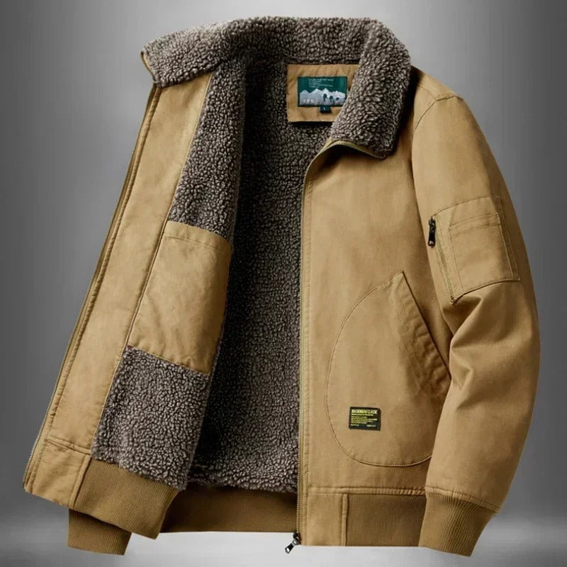 Sherpa-Lined Aviator Jacket.