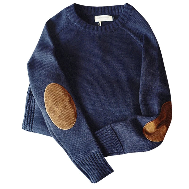 Cable Knit Elbow Patch Sweater