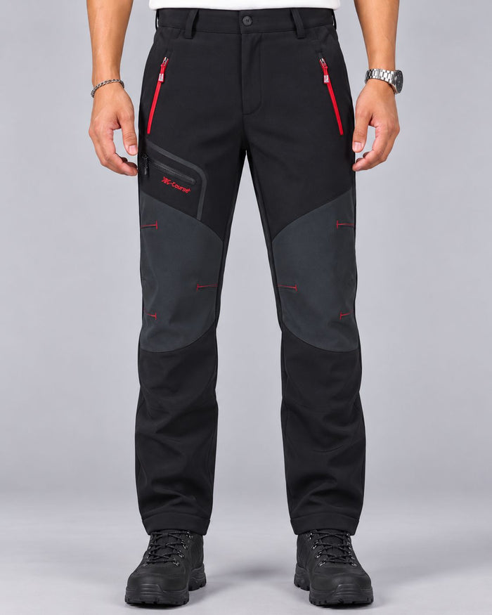 Men's Waterproof Thermal-Lined Work Trousers with Zip Pockets and Contrast Panels