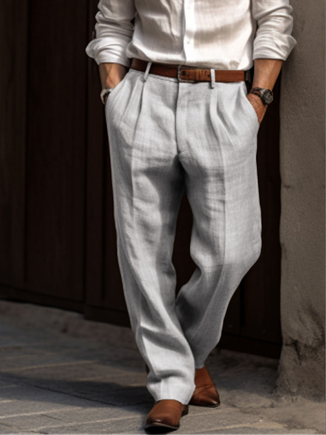 Linen Blend Relaxed Fit Trousers