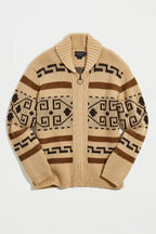 Vintage Jacquard Knitted Men's Cardigan with Zipper