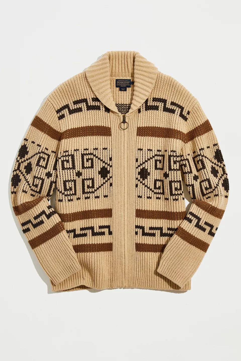 Vintage Jacquard Knitted Men's Cardigan with Zipper