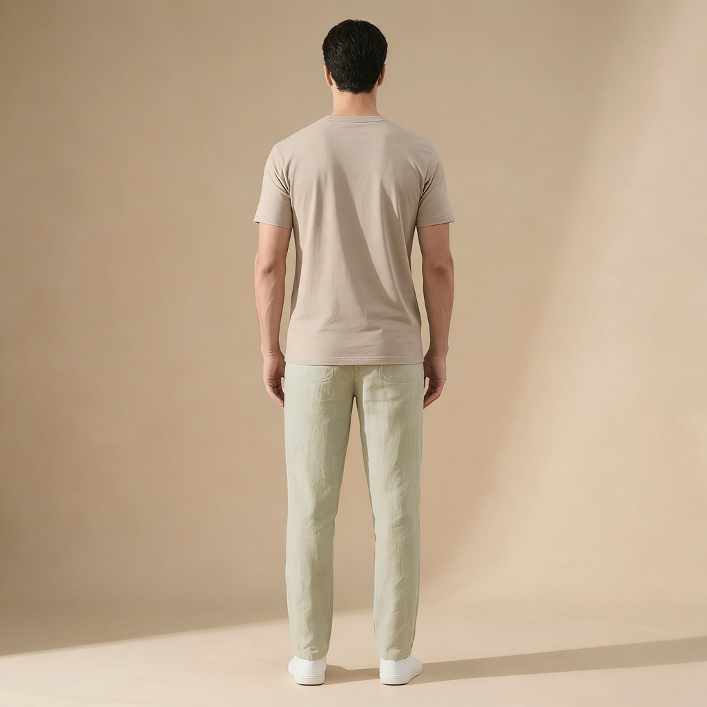 Men's Linen Trousers with Elastic Waist