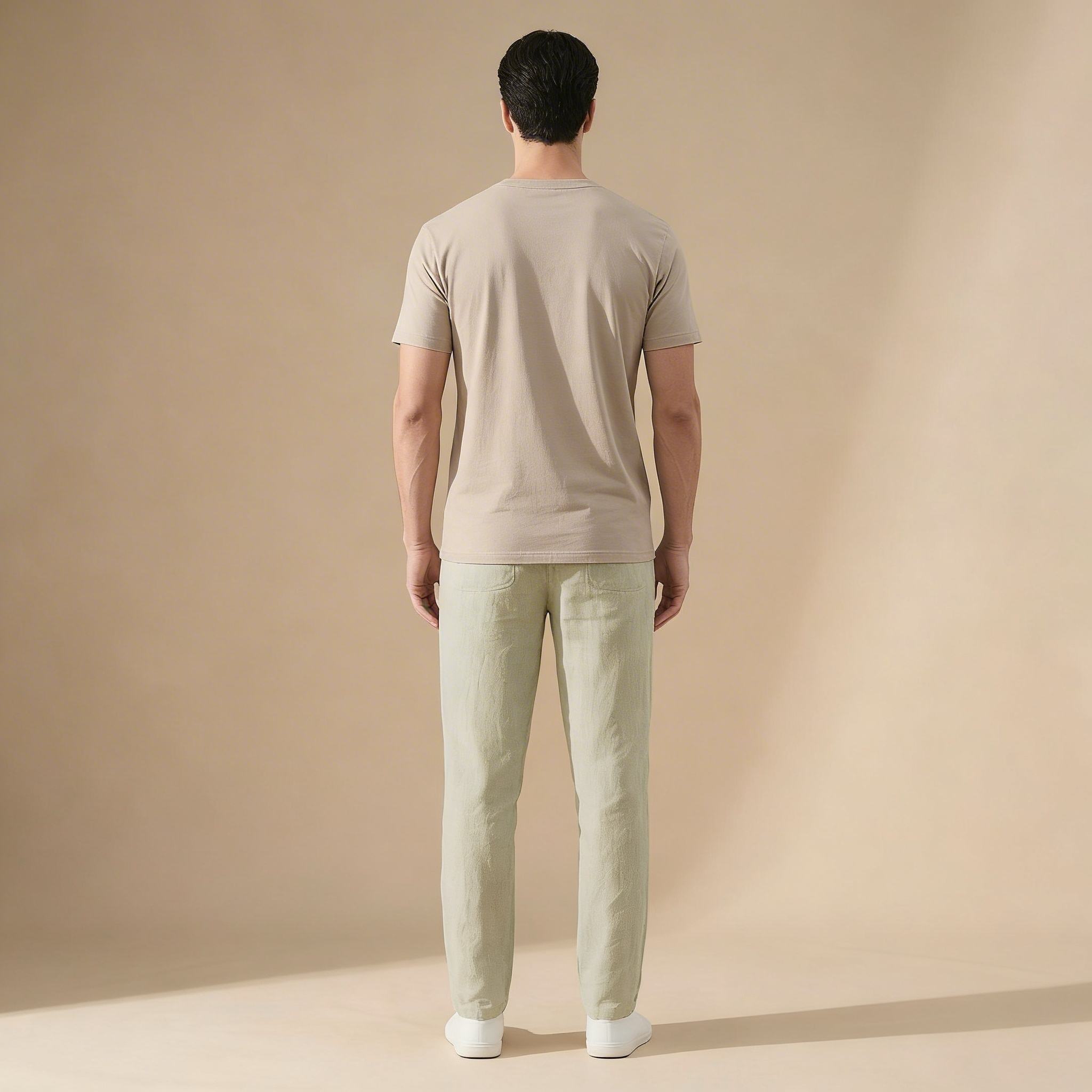 Men's Linen Trousers with Elastic Waist