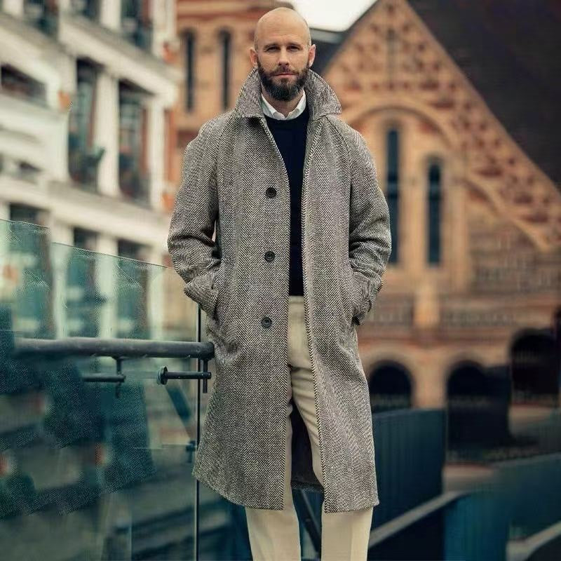 Men's Loose-Fit Wool Blend Coat