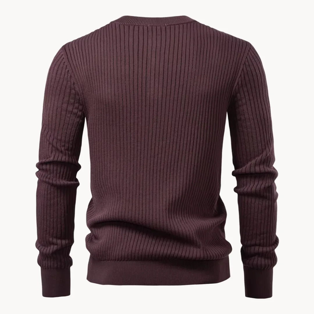 Men's Button Detail Crew Neck Sweater