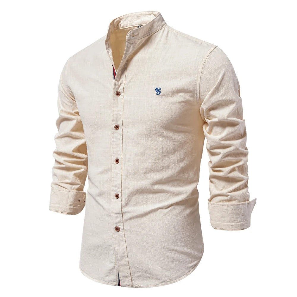 Men's Stand Collar Button Placket Shirt