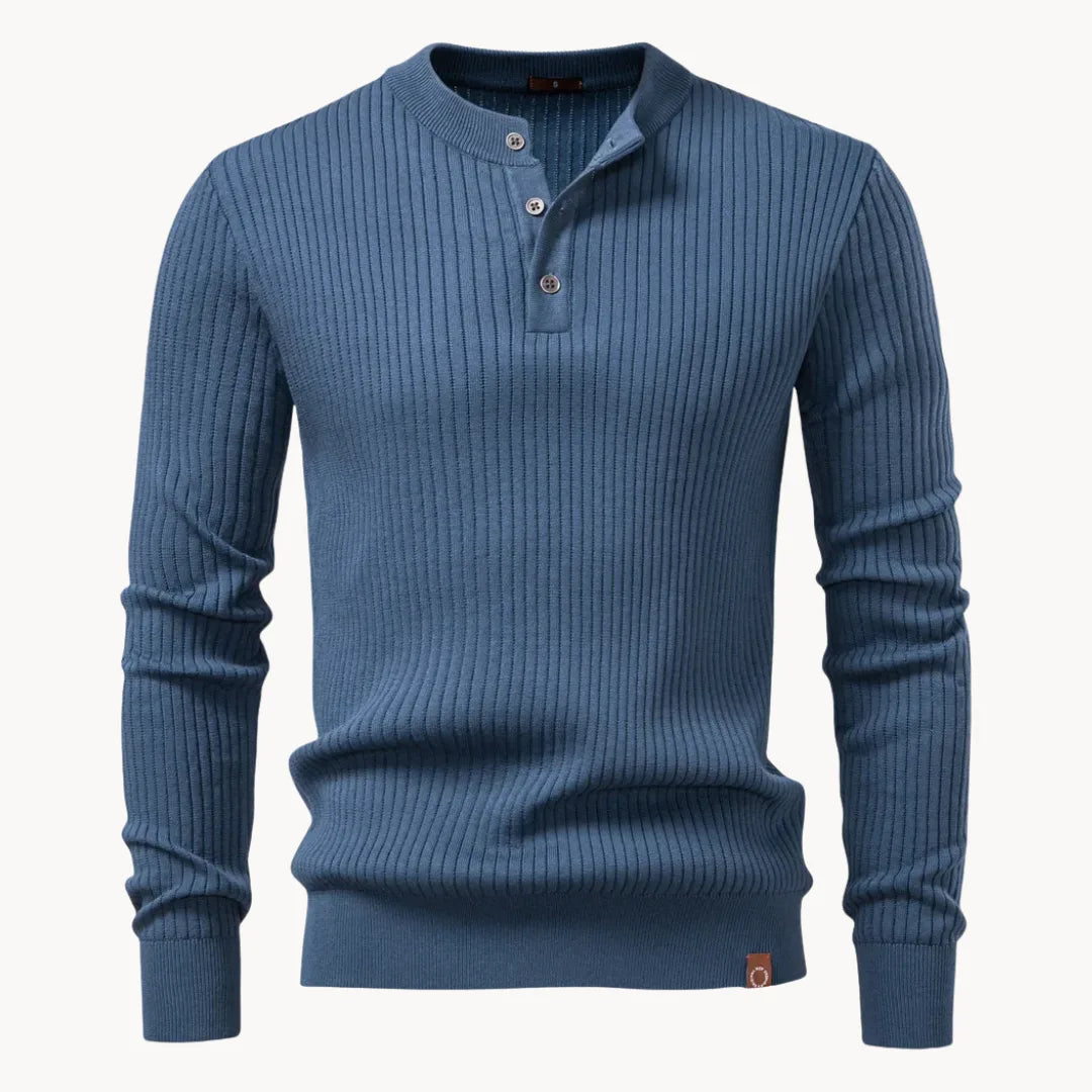 Men's Button Detail Crew Neck Sweater