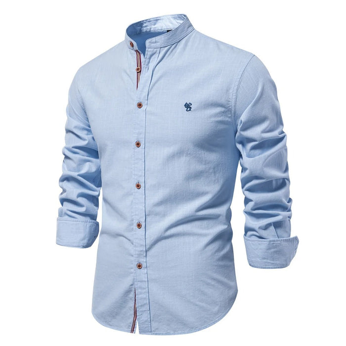 Men's Stand Collar Button Placket Shirt