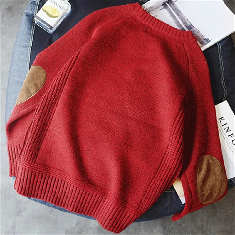 Cable Knit Elbow Patch Sweater