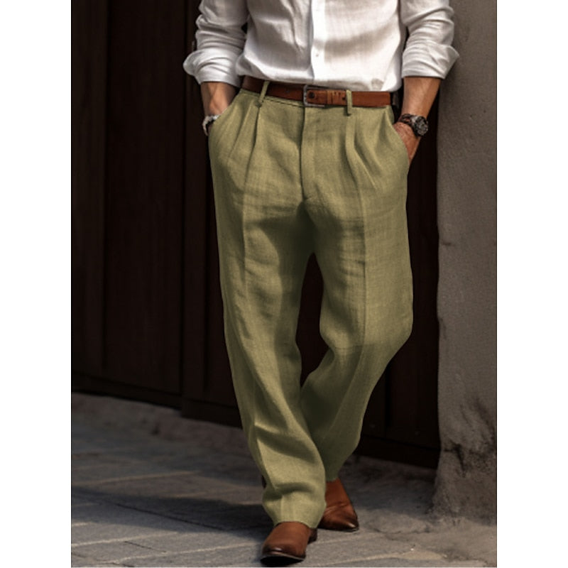 Linen Blend Relaxed Fit Trousers