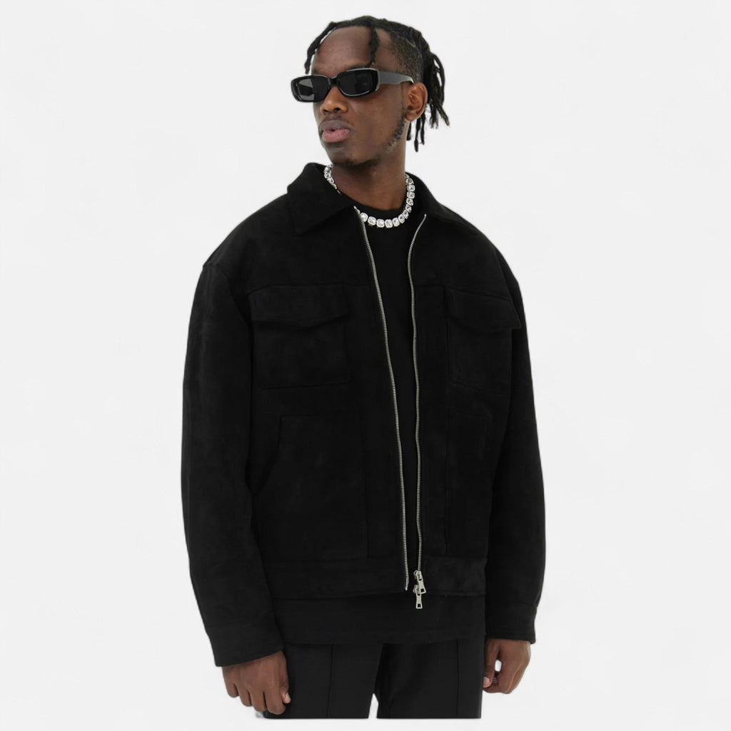 Men's Suede Jacket with Relaxed Fit
