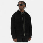 Men's Suede Jacket with Relaxed Fit