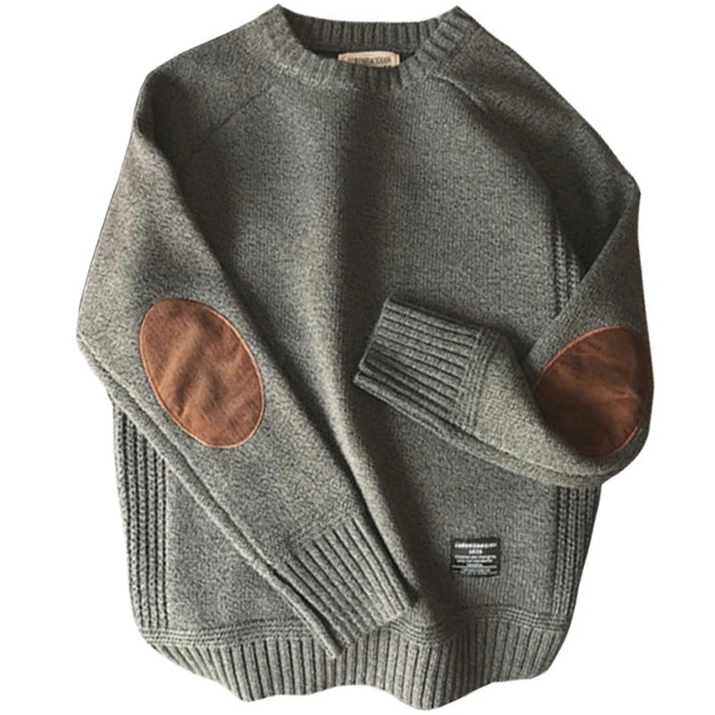 Cable Knit Elbow Patch Sweater