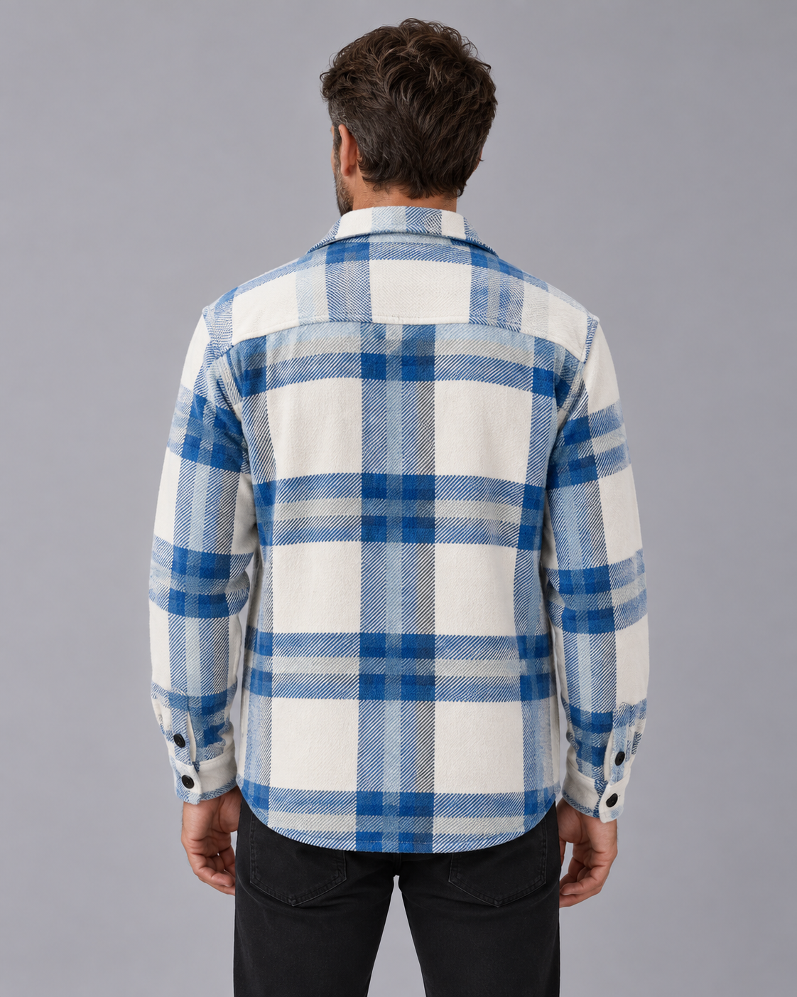 Men's Check Overshirt Jacket | Button-Through Shirt with Chest Pocket