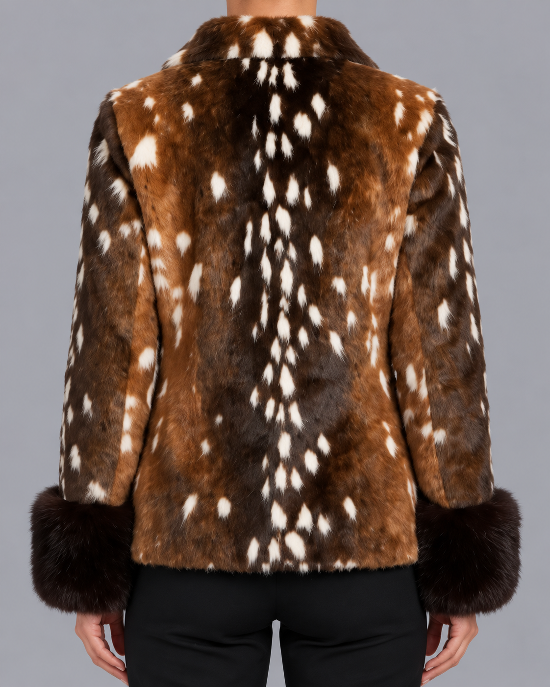 Bambi Faux Fur Jacket | Coat with Contrast Cuffs and Tailored Fit