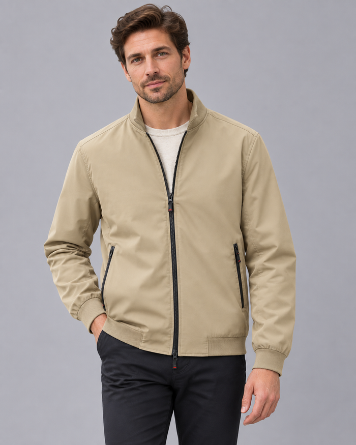 Men's Bomber Jacket | Stand Collar with Full Zip and Zip Pockets