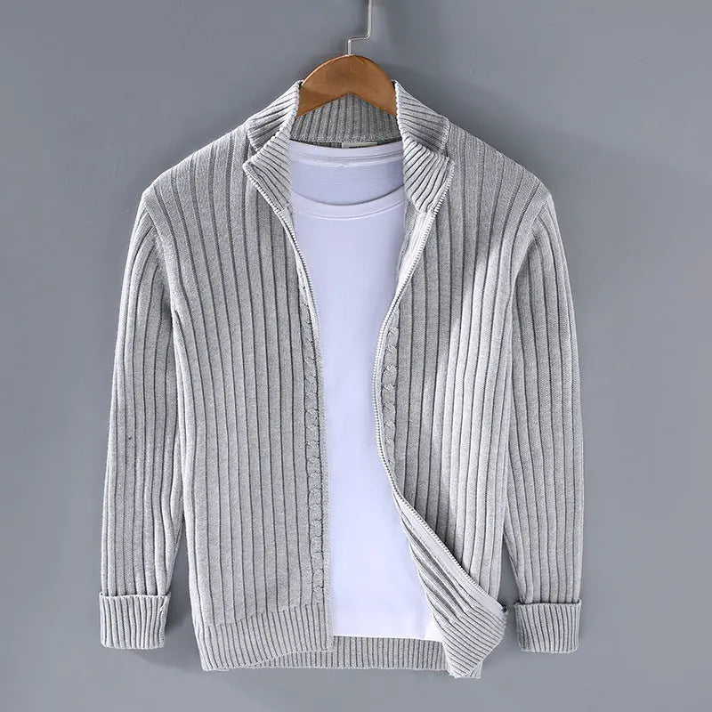 Ribbed Zip Cardigan Men