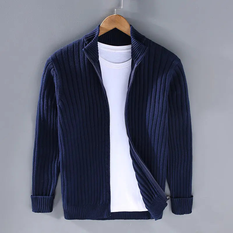 Ribbed Zip Cardigan Men