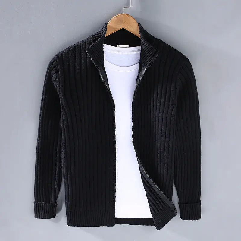 Ribbed Zip Cardigan Men
