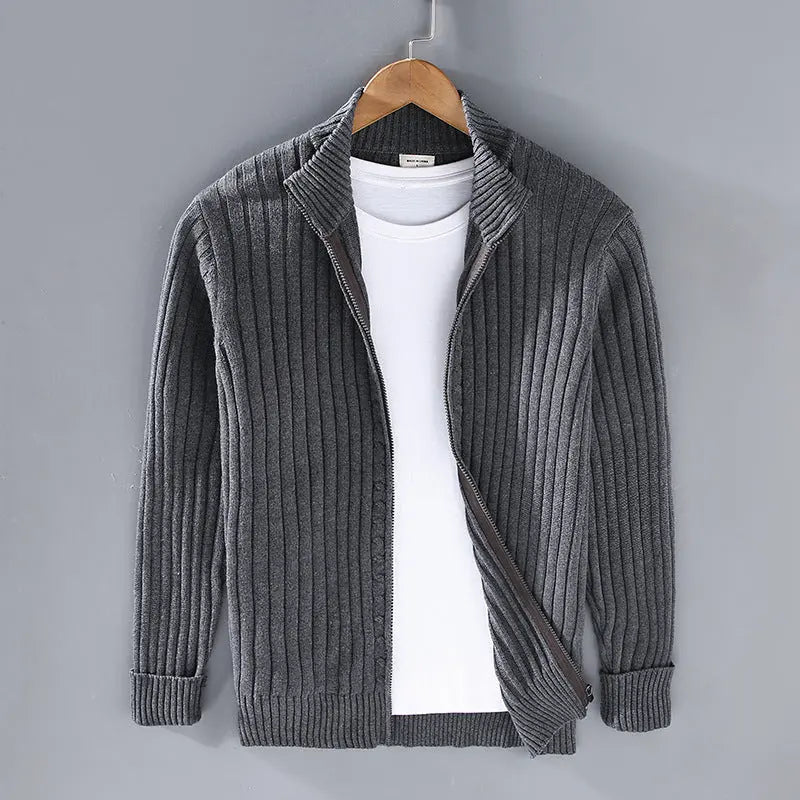 Ribbed Zip Cardigan Men
