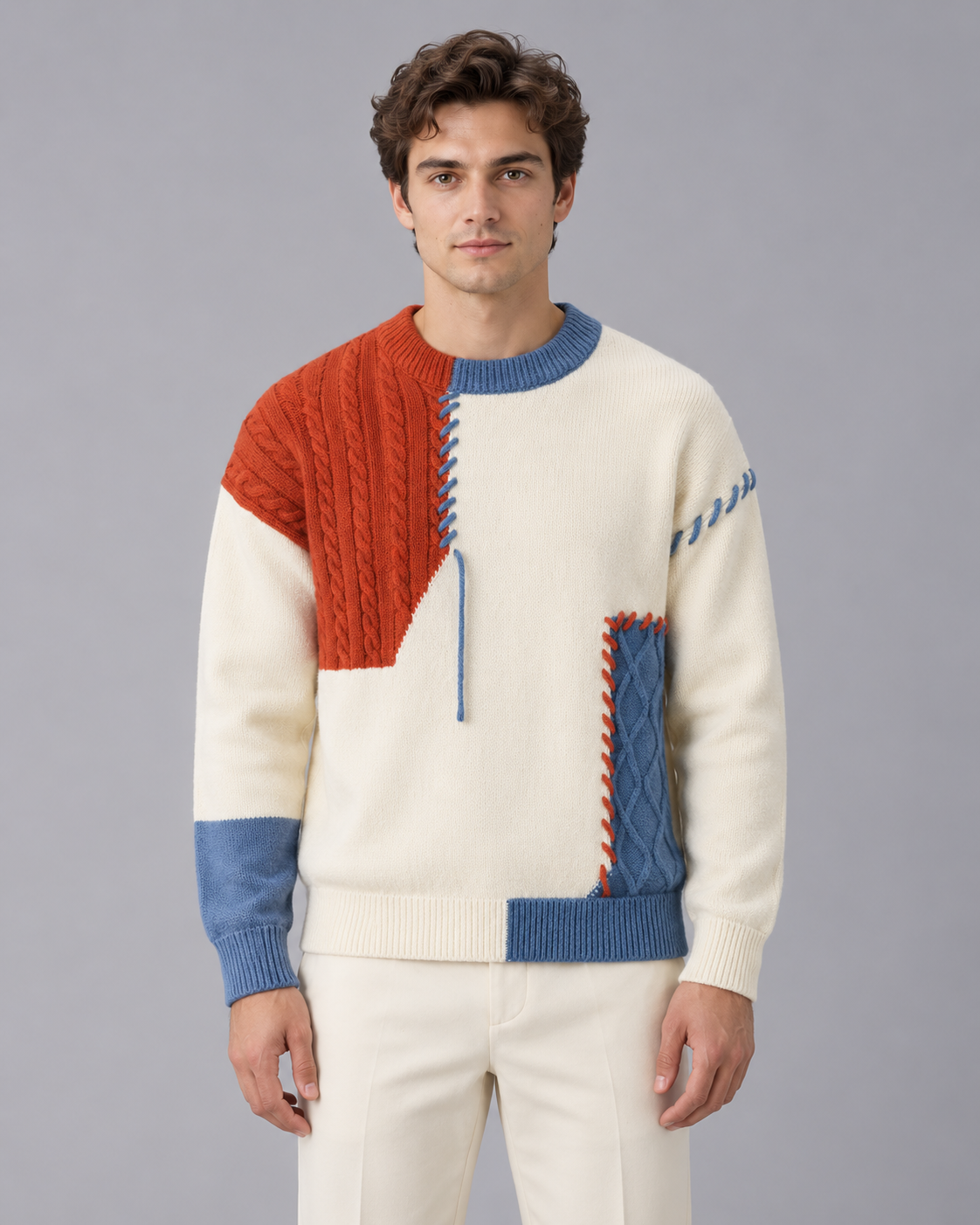 Men's Cable Knit Wool Crewneck Sweater | Soft Warm Jumper for Cool Days