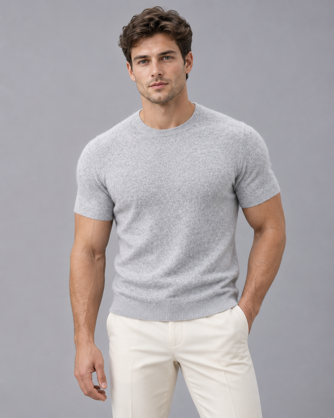 Men's 100% Cashmere T-Shirt | Lightweight Elegant Breathable Tee