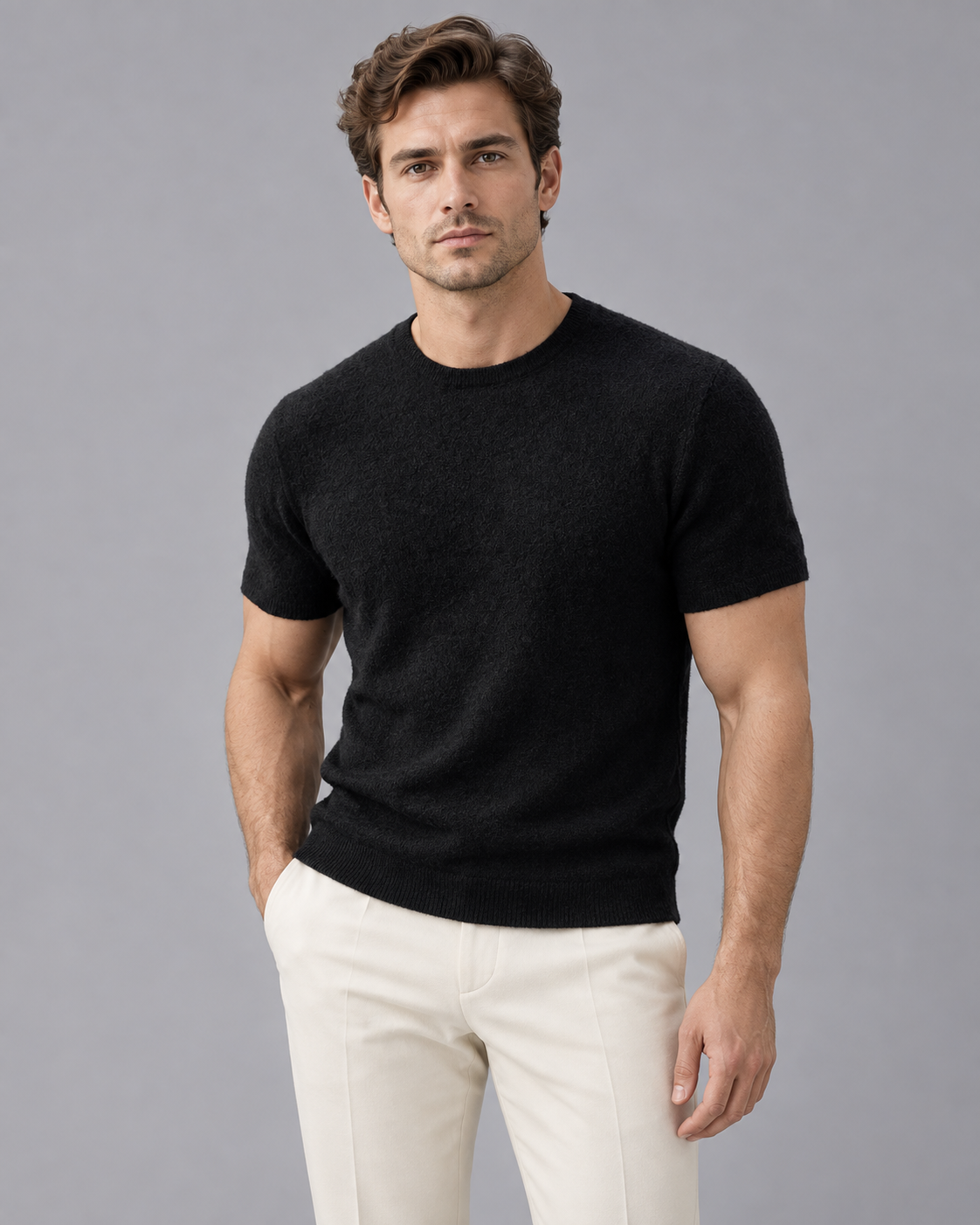 Men's 100% Cashmere T-Shirt | Lightweight Elegant Breathable Tee