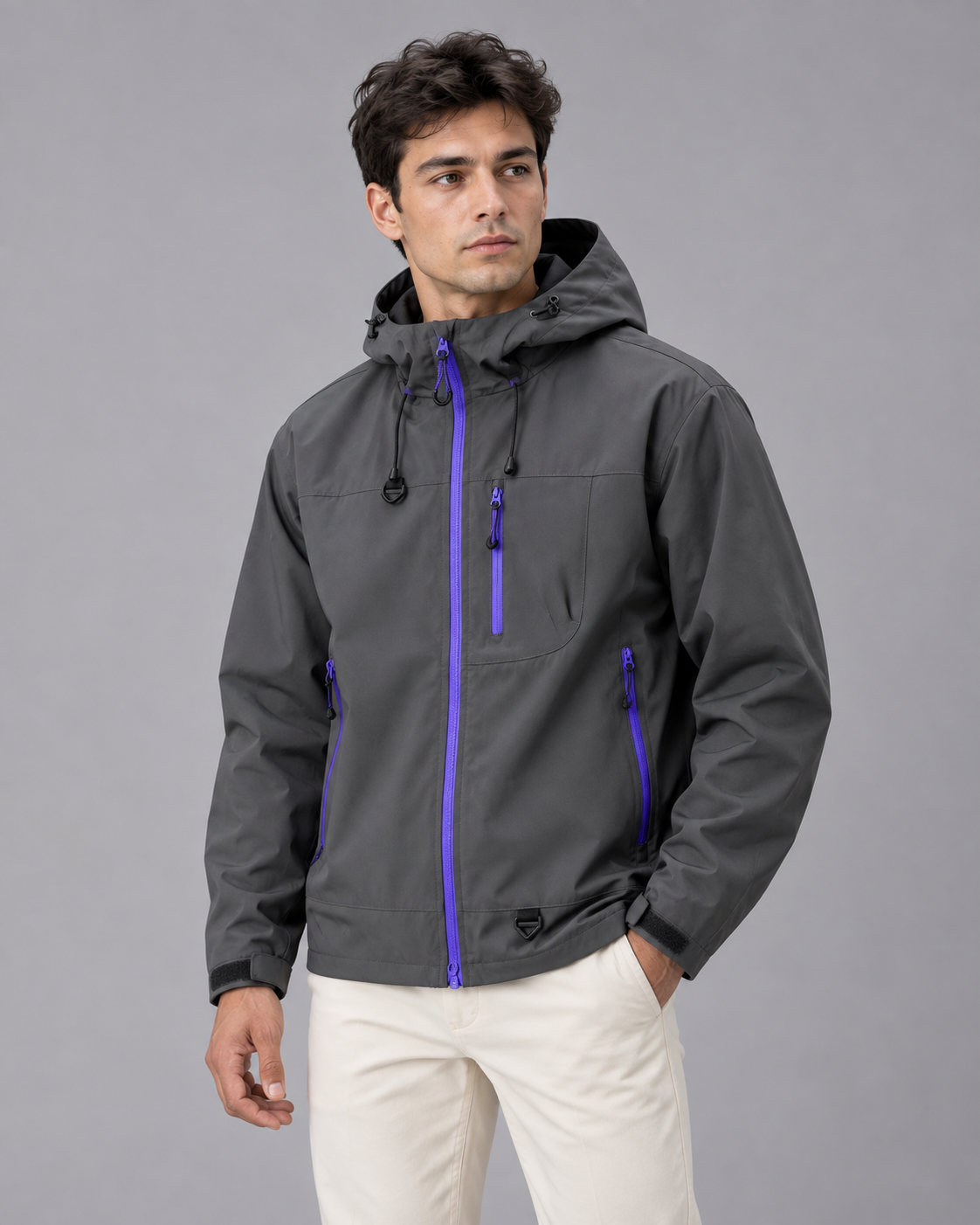 Men's Waterproof raincoat Jacket | Water-Resistant Windbreaker with Adjustable Hood