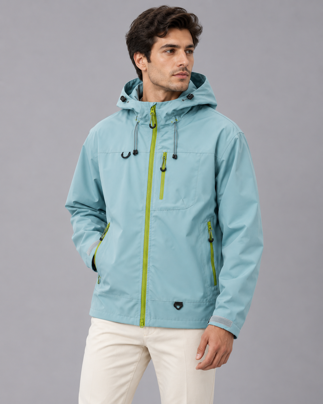 Men's Waterproof raincoat Jacket | Water-Resistant Windbreaker with Adjustable Hood