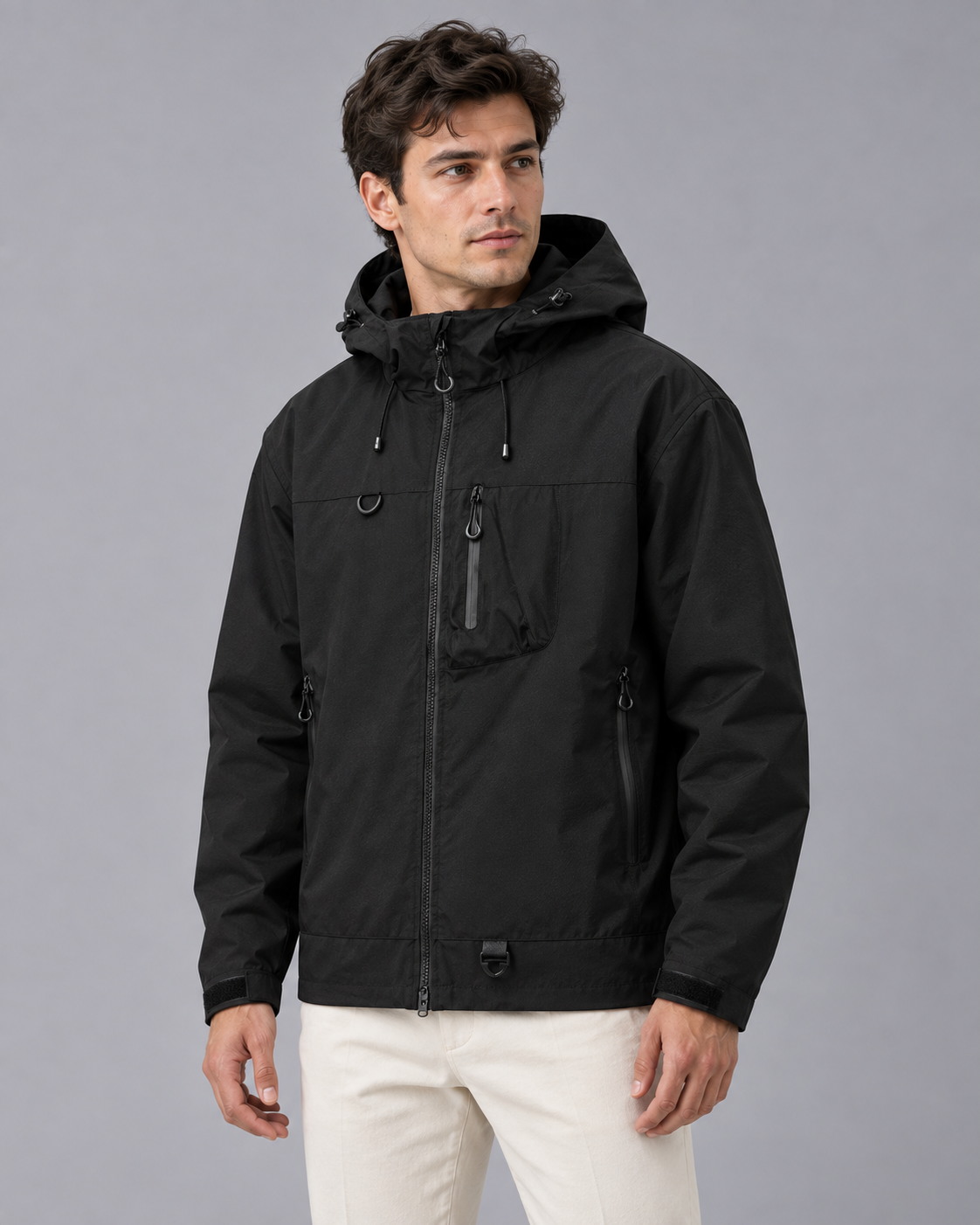 Men's Waterproof raincoat Jacket | Water-Resistant Windbreaker with Adjustable Hood