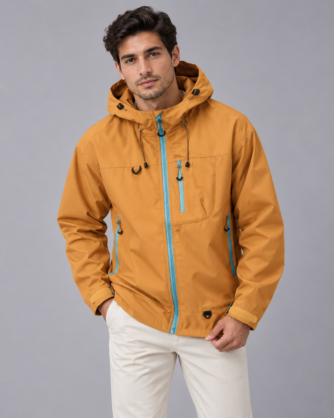 Men's Waterproof raincoat Jacket | Water-Resistant Windbreaker with Adjustable Hood