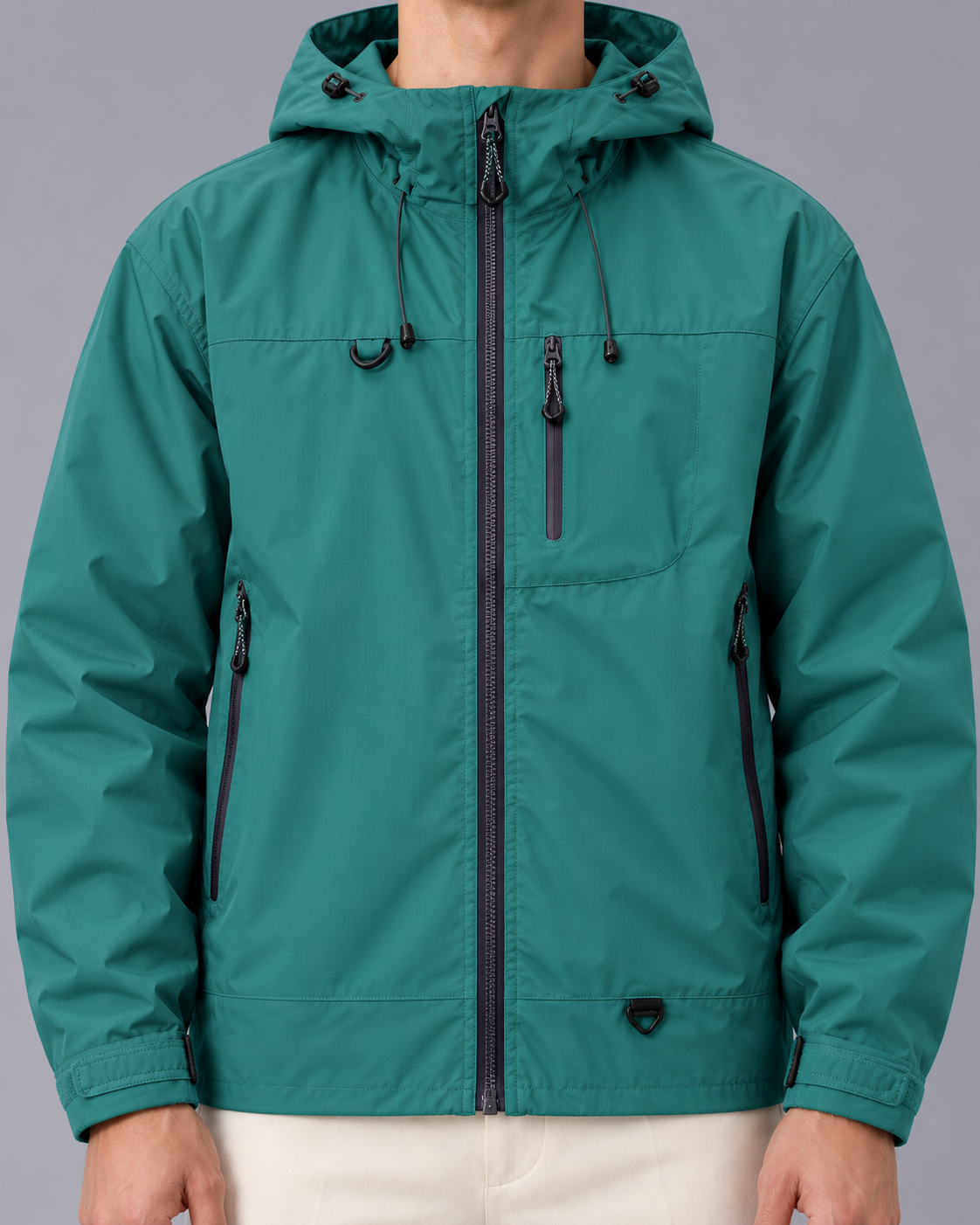 Men's Water-Resistant Lightweight Jacket | Adjustable Hood with Full Zip