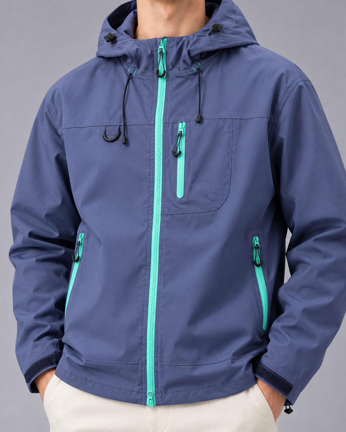 Men's Water-Resistant Lightweight Jacket | Adjustable Hood with Full Zip