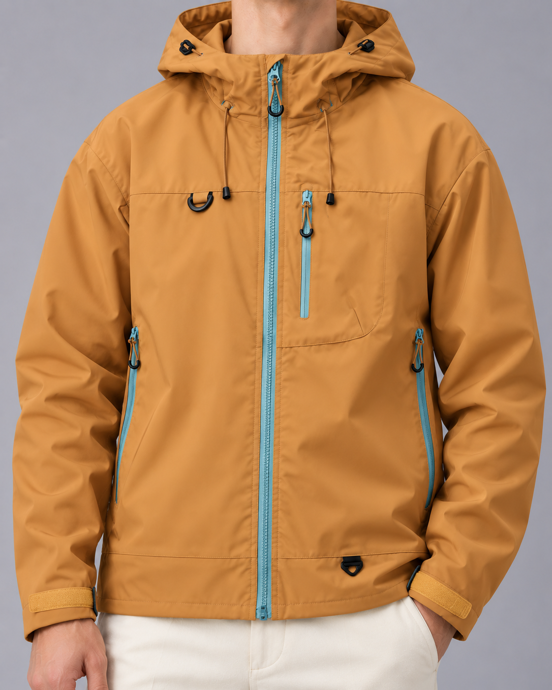 Men's Water-Resistant Lightweight Jacket | Adjustable Hood with Full Zip