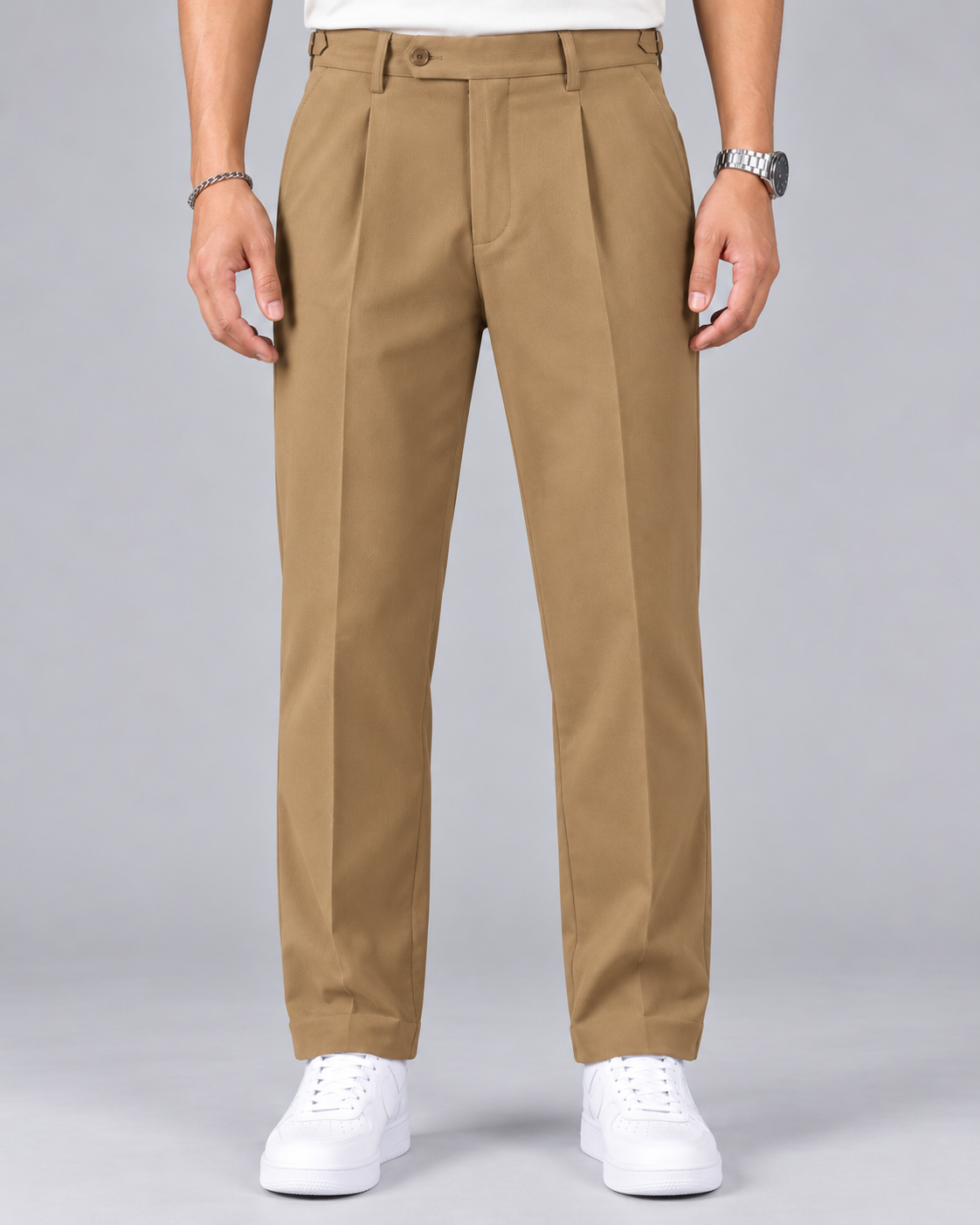 Men's High-Waisted Pleated Trousers | Straight-Leg Smart Trousers